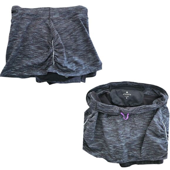 Women's ATHLETA Black Heathered Pull On Layered Athletic Skirt Skort Size Medium - Picture 3 of 4